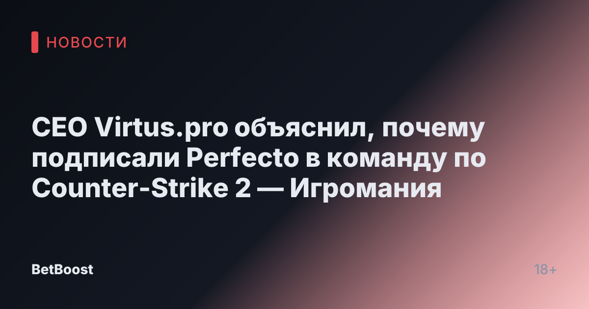 CEO Virtus.pro объяснил, почему подписали Perfecto в команду по Counter-Strike 2 — Игромания