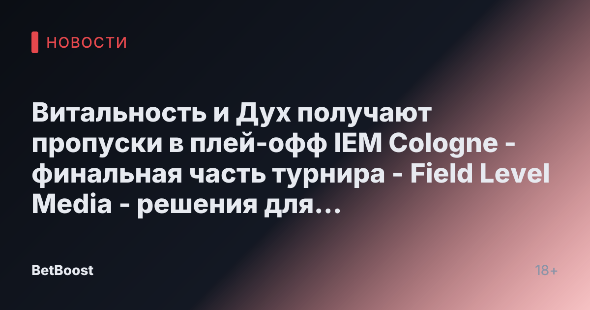 Витальность и Дух получают пропуски в плей-офф IEM Cologne - финальная часть турнира - Field Level Media - решения для профессионального спортивного контента