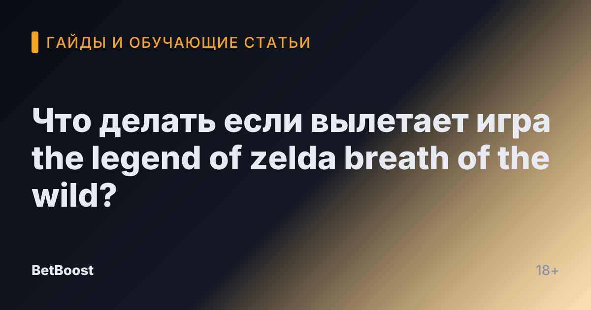 Что делать если вылетает игра the legend of zelda breath of the wild?