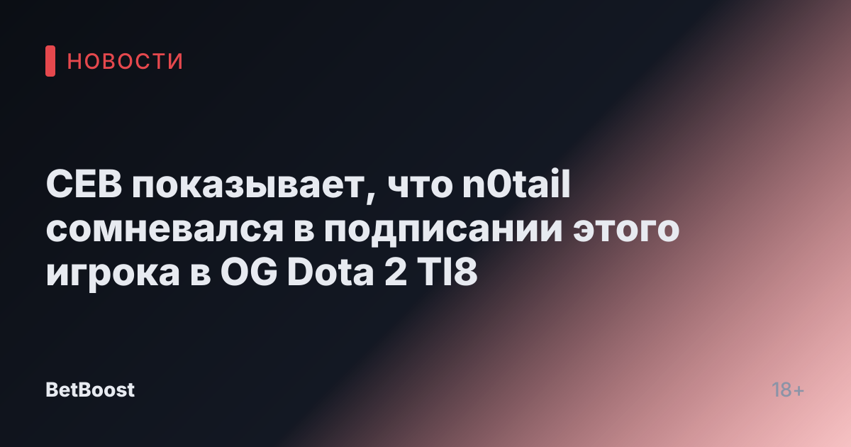 CEB показывает, что n0tail сомневался в подписании этого игрока в OG Dota 2 TI8