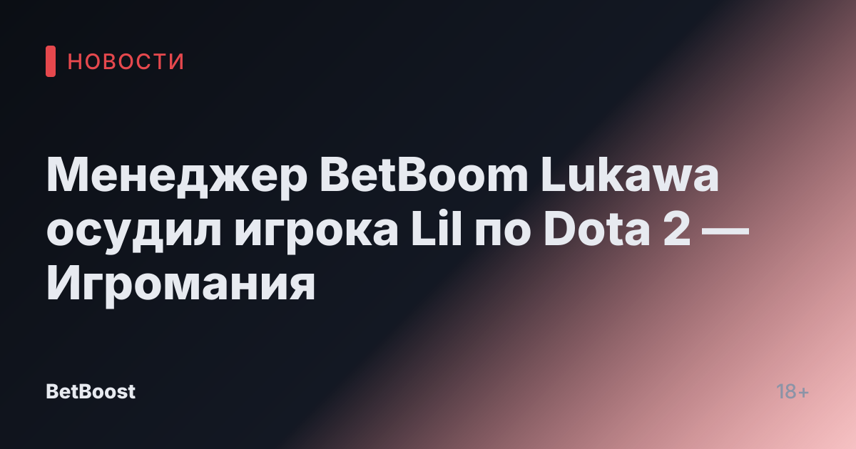 Менеджер BetBoom Lukawa осудил игрока Lil по Dota 2 — Игромания