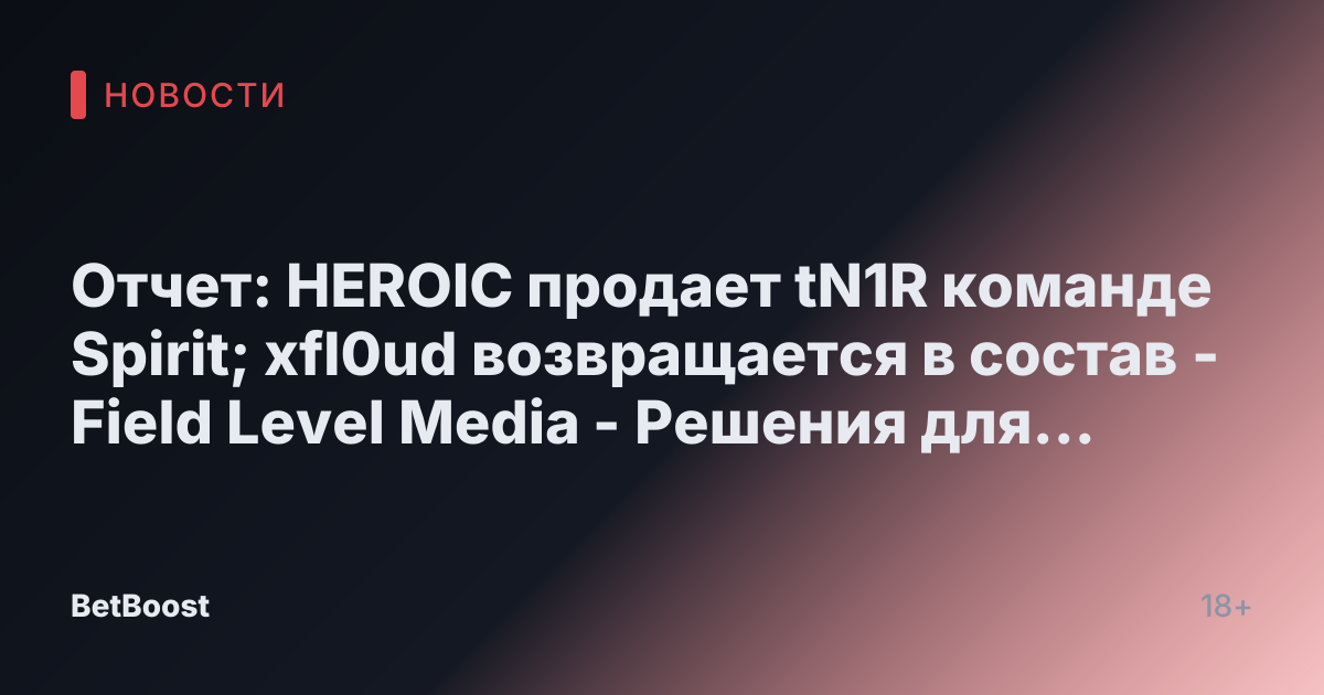Отчет: HEROIC продает tN1R команде Spirit; xfl0ud возвращается в состав - Field Level Media - Решения для профессионального спортивного контента