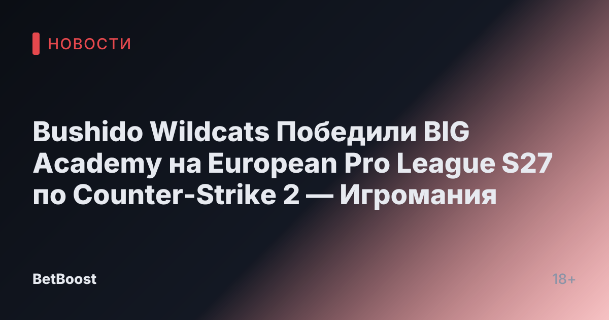 Bushido Wildcats Победили BIG Academy на European Pro League S27 по Counter-Strike 2 — Игромания