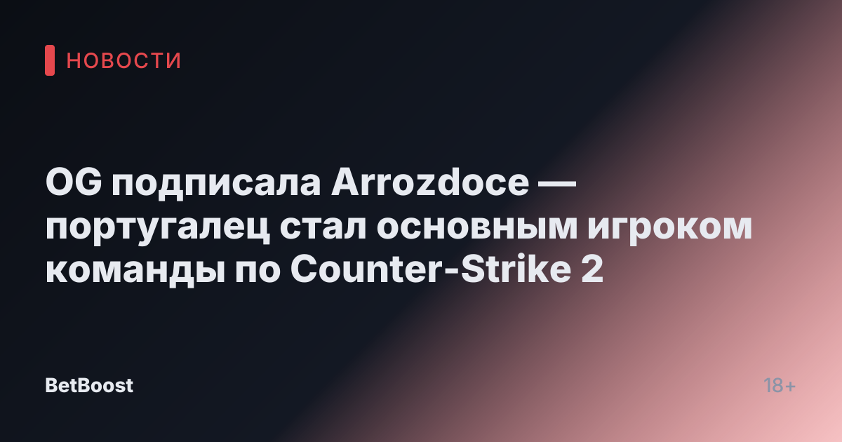OG подписала Arrozdoce — португалец стал основным игроком команды по Counter-Strike 2