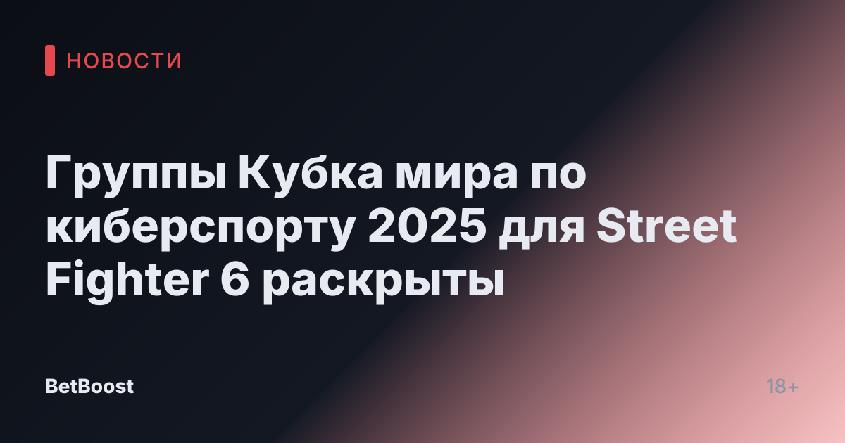 Группы Кубка мира по киберспорту 2025 для Street Fighter 6 раскрыты
