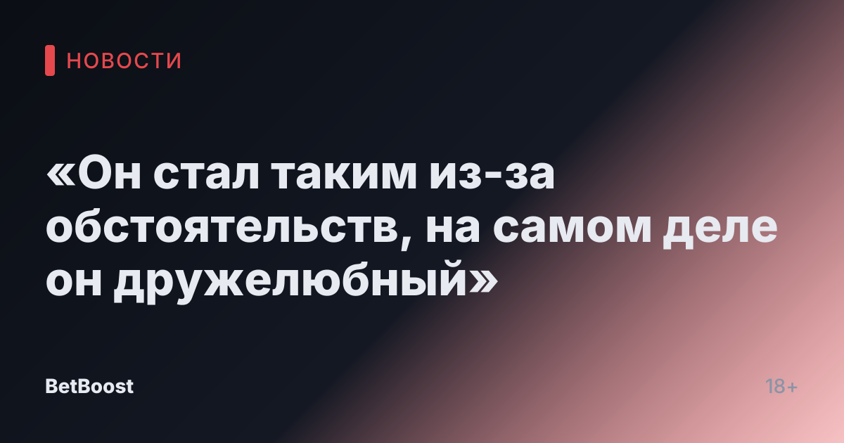 «Он стал таким из-за обстоятельств, на самом деле он дружелюбный»