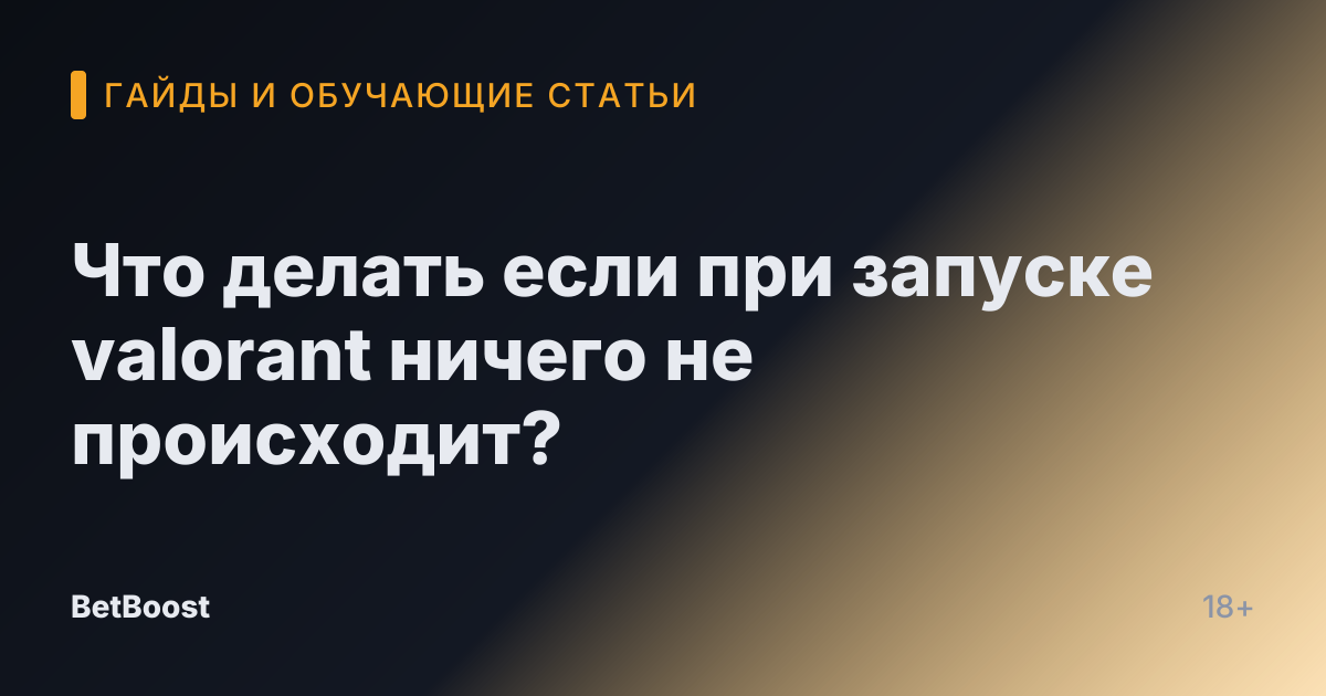 Что делать если при запуске valorant ничего не происходит?