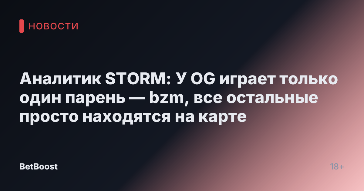 Аналитик STORM: У OG играет только один парень — bzm, все остальные просто находятся на карте