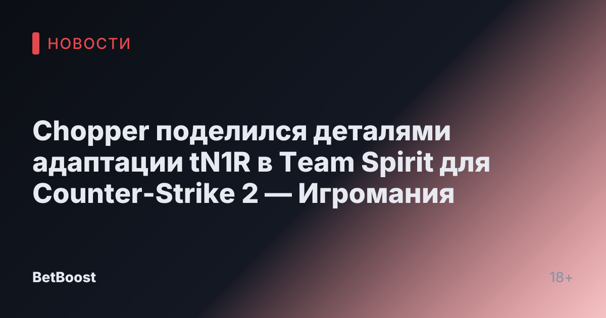 Chopper поделился деталями адаптации tN1R в Team Spirit для Counter-Strike 2 — Игромания