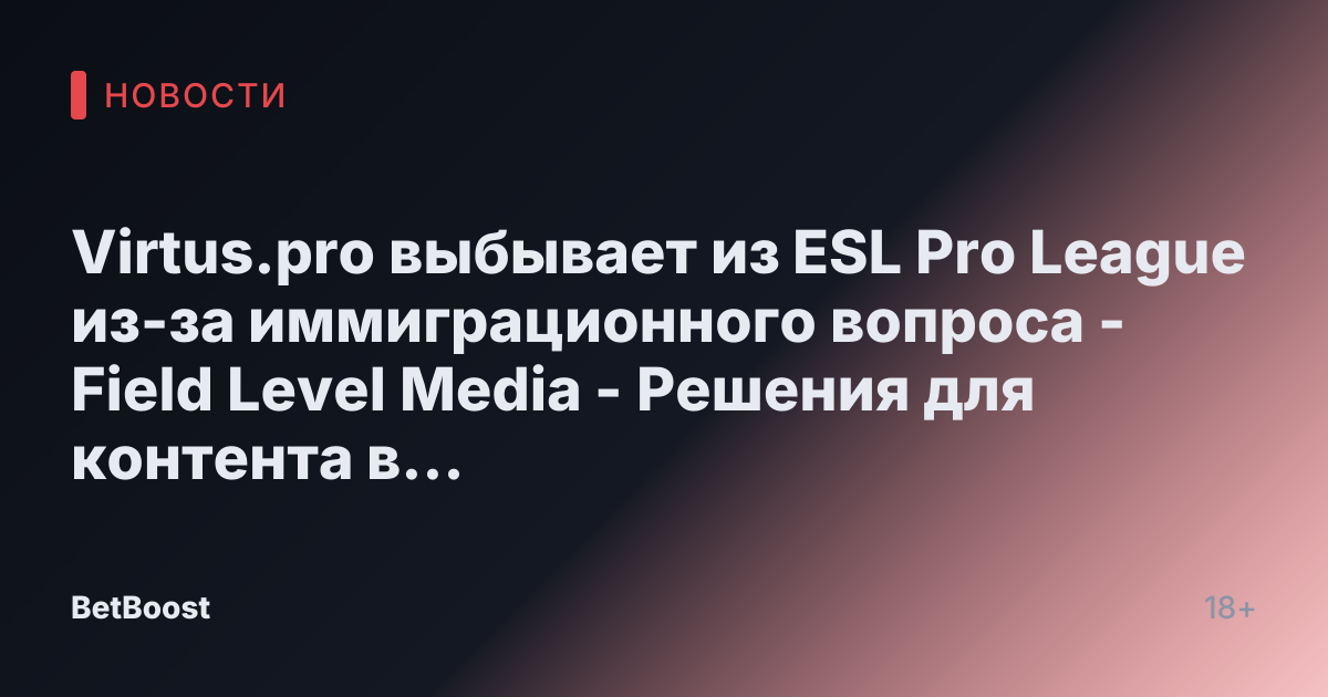 Virtus.pro выбывает из ESL Pro League из-за иммиграционного вопроса - Field Level Media - Решения для контента в профессиональном спорте