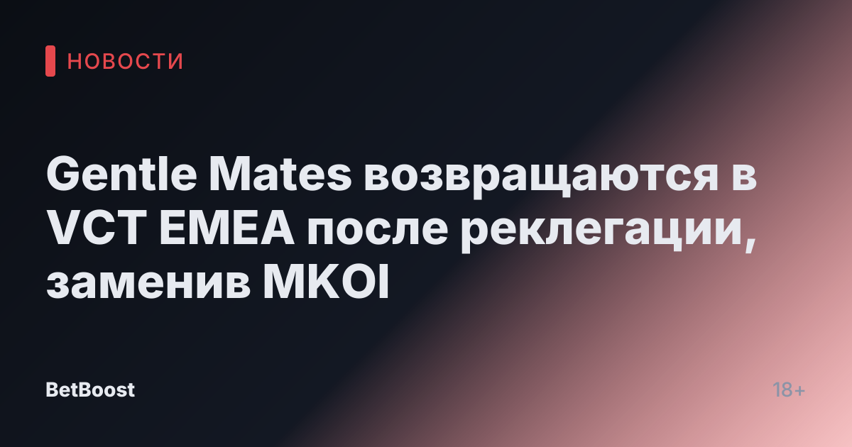 Gentle Mates возвращаются в VCT EMEA после реклегации, заменив MKOI