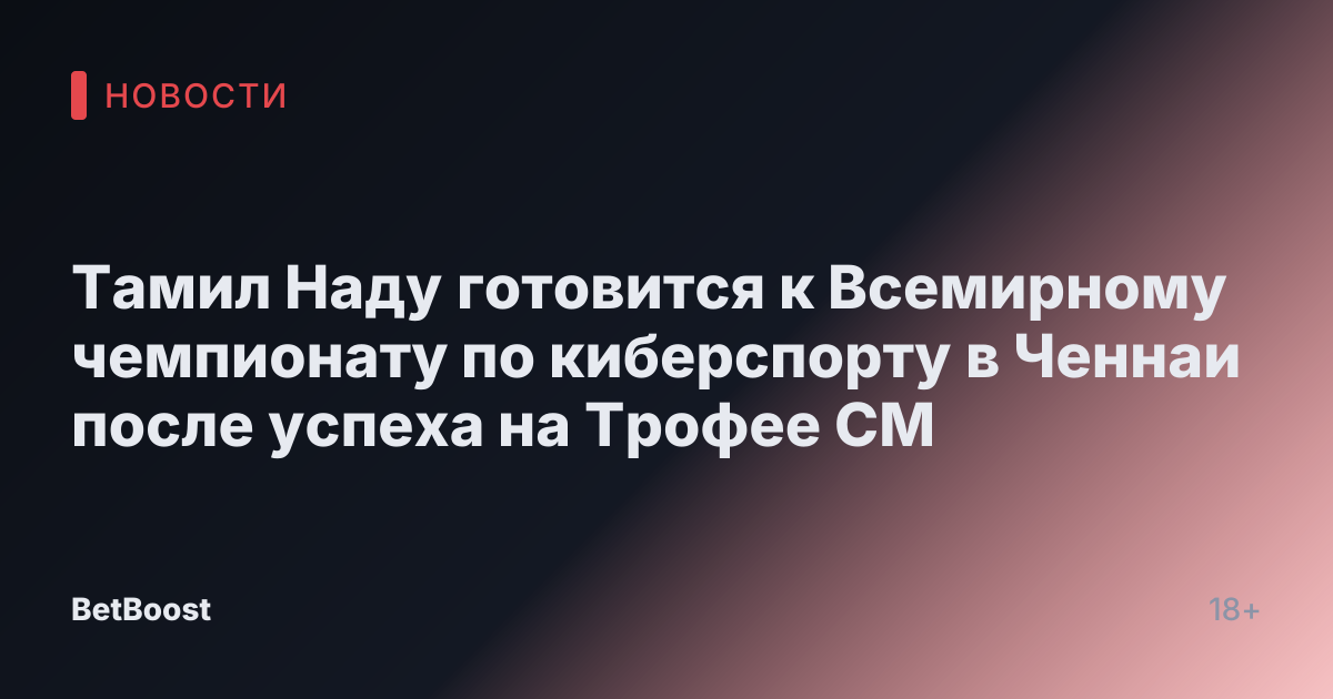 Тамил Наду готовится к Всемирному чемпионату по киберспорту в Ченнаи после успеха на Трофее CM