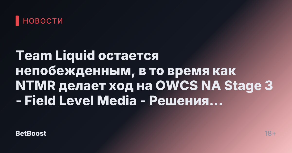 Team Liquid остается непобежденным, в то время как NTMR делает ход на OWCS NA Stage 3 - Field Level Media - Решения для профессионального спортивного контента
