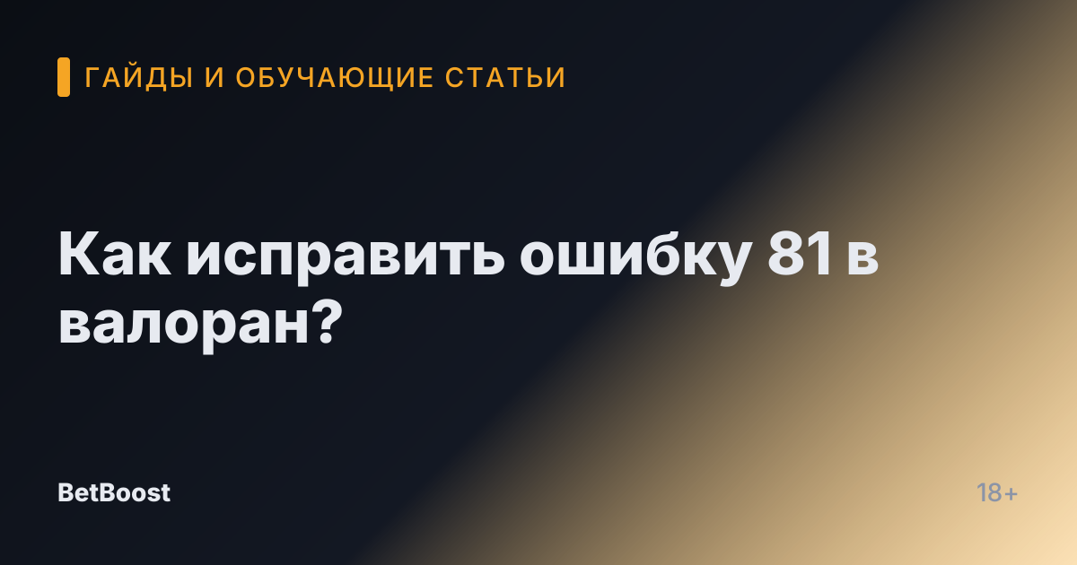 Как исправить ошибку 81 в валоран?