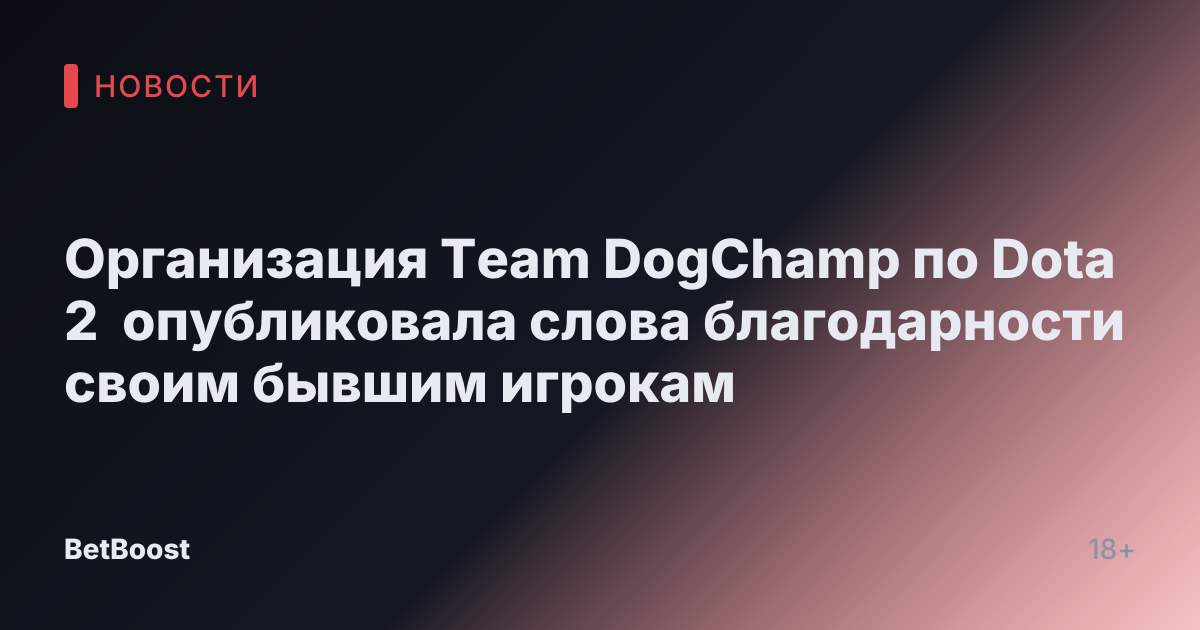 Организация Team DogChamp по Dota 2  опубликовала слова благодарности своим бывшим игрокам