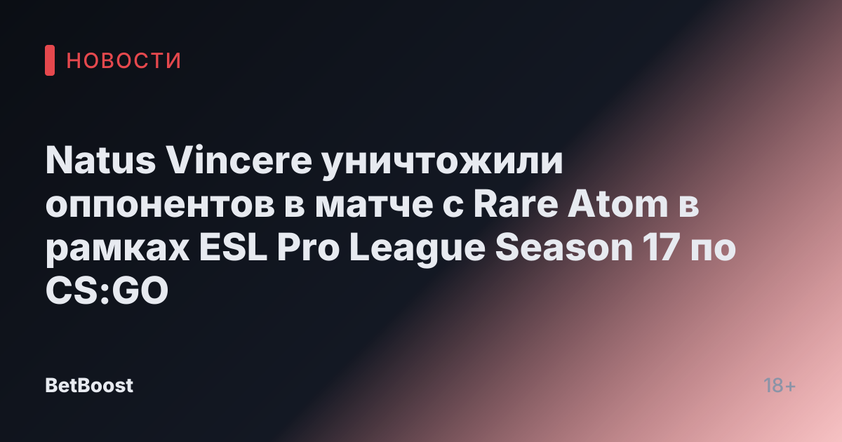Natus Vincere уничтожили оппонентов в матче с Rare Atom в рамках ESL Pro League Season 17 по CS:GO