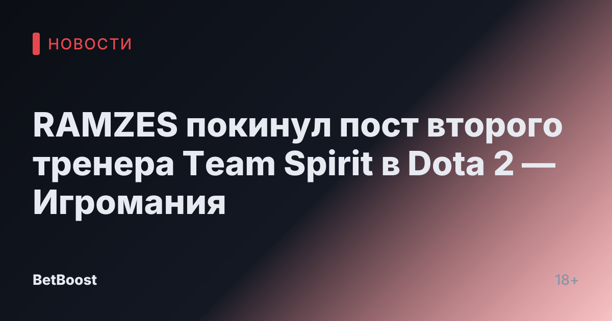 RAMZES покинул пост второго тренера Team Spirit в Dota 2 — Игромания