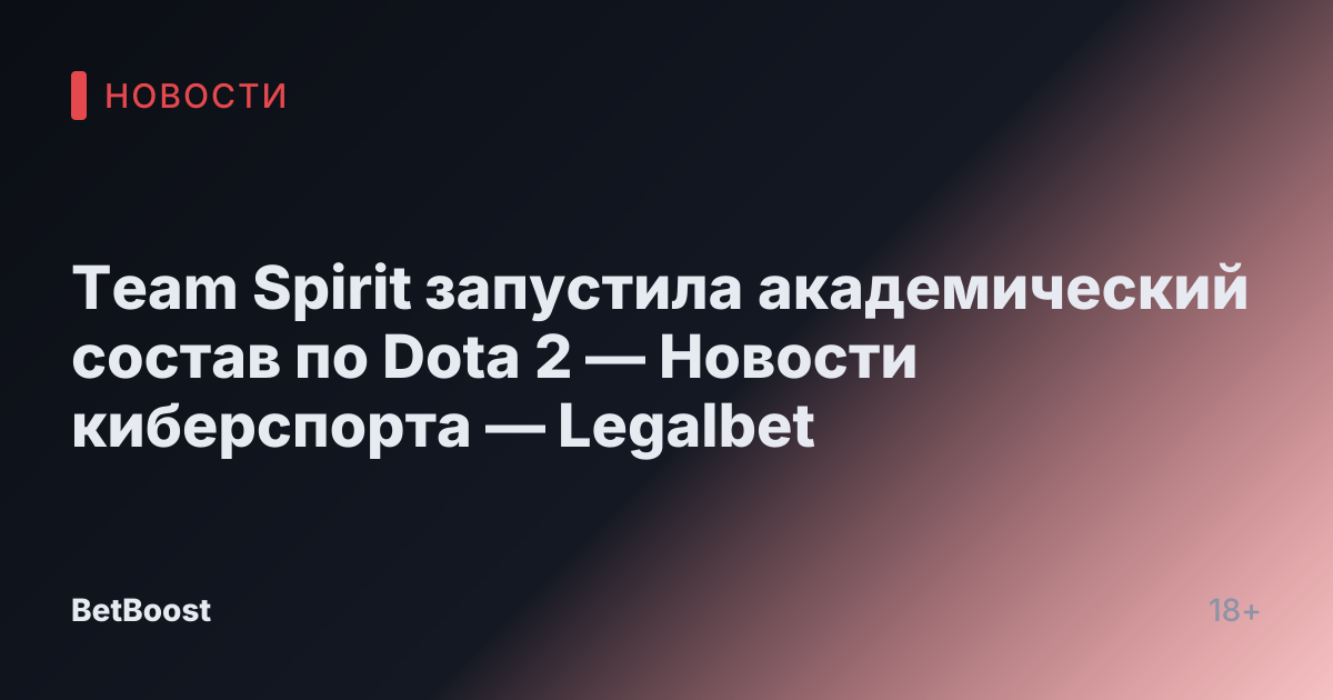 Team Spirit запустила академический состав по Dota 2 — Новости киберспорта — Legalbet