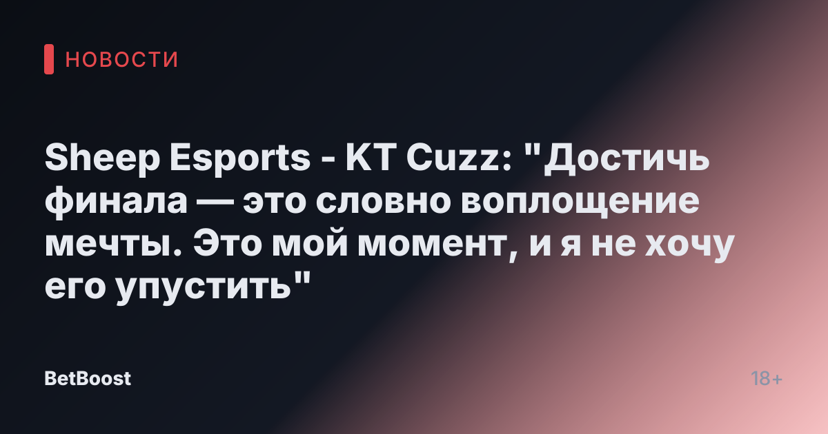 Sheep Esports - KT Cuzz: "Достичь финала — это словно воплощение мечты. Это мой момент, и я не хочу его упустить"