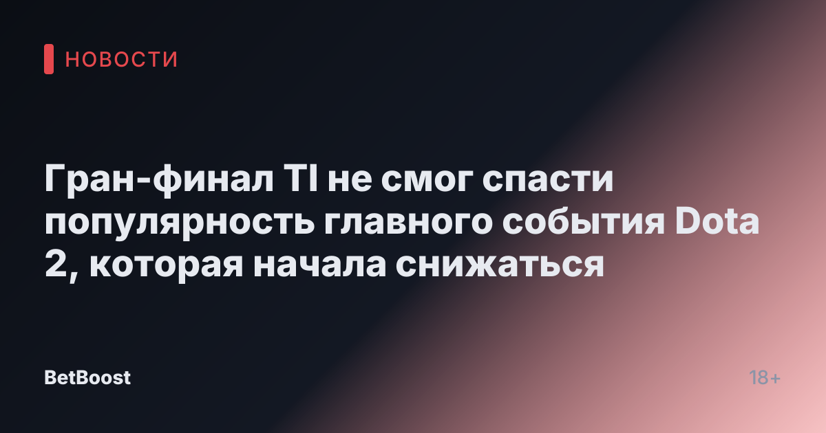 Гран-финал TI не смог спасти популярность главного события Dota 2, которая начала снижаться