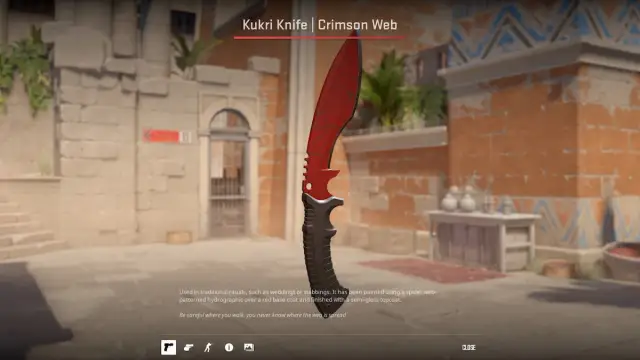 Предварительный просмотр скина для CS2 Kukri Knife Crimson Web