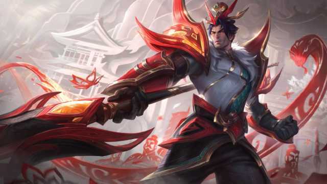 Изображение, демонстрирующее скин Mythmaker Jarvan IV из League of Legends.